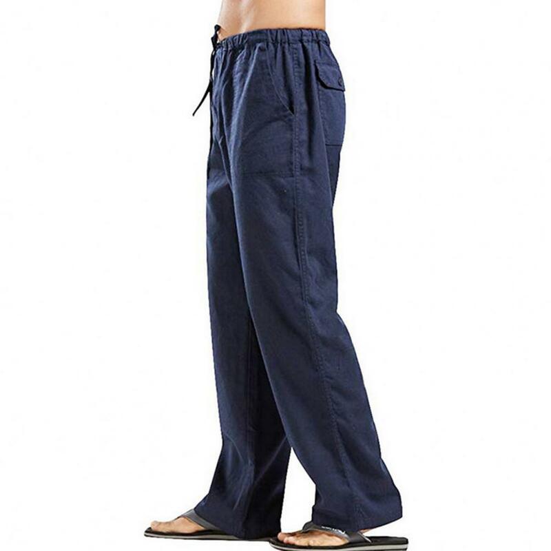 Męskie spodnie na co dzień elastyczna talia spodnie na lato szerokie nogawki męskie spodnie dresowe z elastycznym pasem z boczne kieszenie do biegania trening gimnastyczny