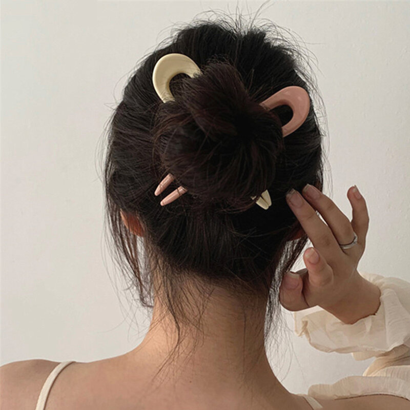 Koreaanse Geometrische Vintage Acryl Elegantie Disk Haar Haaraccessoires Haarspelden Haarstokjes Haar Vork