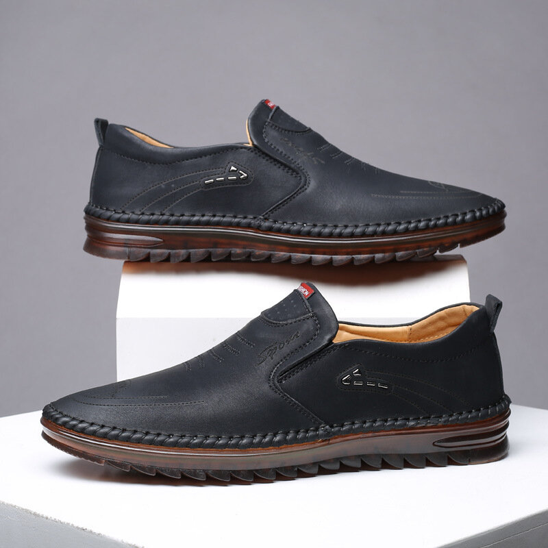2022 New Men Microfiber Leather Shoes 38-44 Anti-slip Soft Tendon Bottom Outsole Man Casual Bussiness Youth Leather Loafers