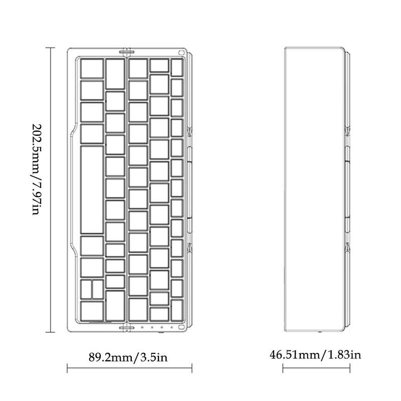 Portátil Mini Folding Bluetooth Teclado Sem Fio, 60 Teclas, Alumínio Liga Habitação, Slot Leve, Tablet e Telefone