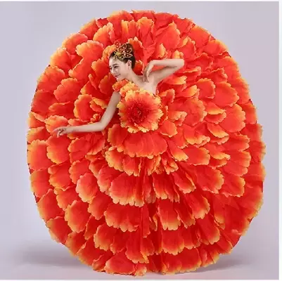 Disfraz de Flamenco con falda de expansión, traje de baile moderno, ropa de actuación, falda de pétalos, vestido de flamenco español, nuevo, 540, 720