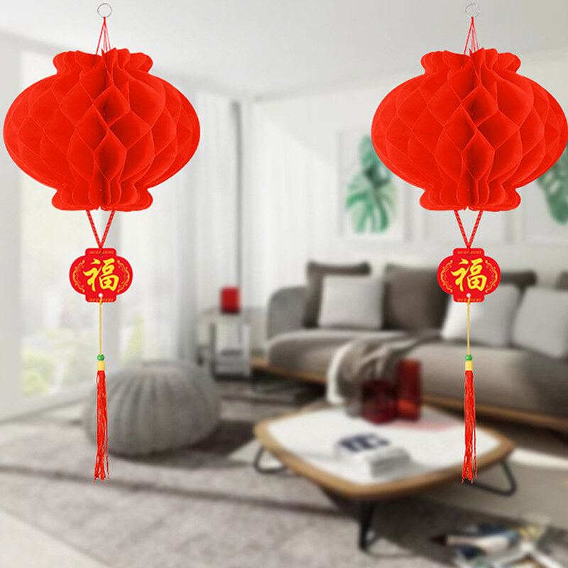 10 pz 2023 capodanno cinese 6 pollici tradizionale cinese lanterna di carta rossa ciondolo impermeabile, decorazione lanterne Festival