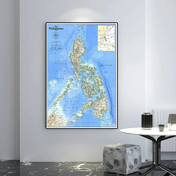 150*100センチメートル1986フィリピン地図ヴィンテージ壁アートポスター不織布キャンバスの絵画装飾カードリビングルーム家の装飾