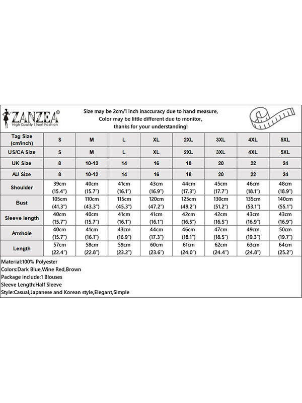 ZANZEA-Blusa informal de cuello redondo para mujer, top de media manga con doble capa, Túnica Lisa Simple, 2024