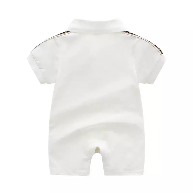 Romper de algodão de manga curta para menino e menina recém-nascidos, roupa de uma peça, letras finas, costura, moda verão, 0 a 24 meses