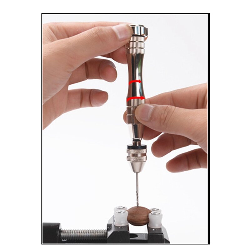 Jewelry Craft Hand Pin Hole Drill Jewelers Burs Drilling Reamer Chuck Clamp 4Mm Mini Hand Twist Drill