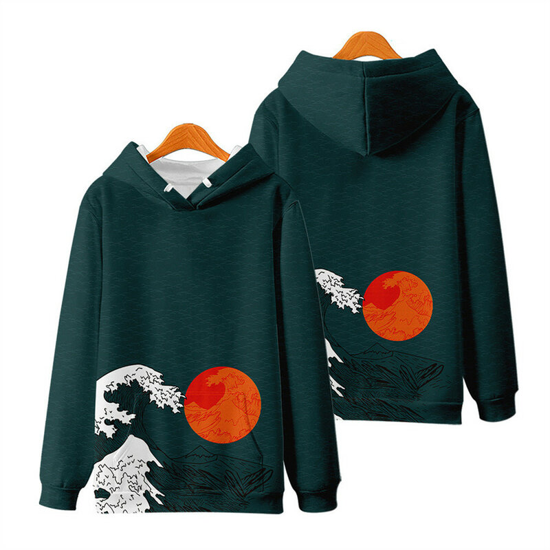 Sudadera con capucha de Hip Hop para hombre, ropa de calle Harajuku con estampado de grulla, abrigo de lana, chaqueta de gran tamaño, otoño 2022