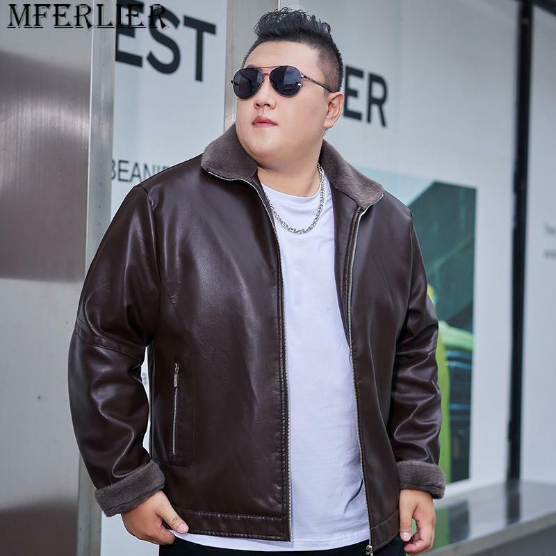 Big size PU leather jacket men's jacket winter new cotton thickened cotton clothing Waterproof Cotton Leather Jacket 7XL 8XL