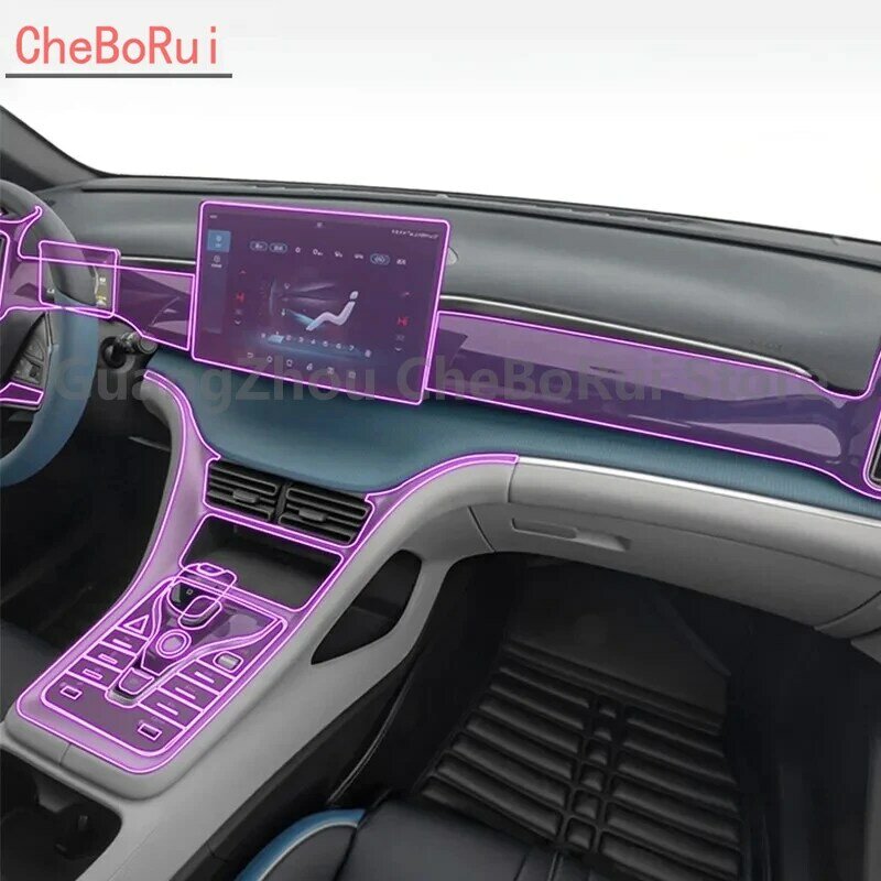 ฟิล์มป้องกันรอยขีดข่วนสำหรับ BYD SON Pro 2021-2023อุปกรณ์เสริมภายในรถยนต์ฟิล์มใส TPU คอนโซลป้องกันรอยขีดข่วนฟิล์มติดหน้าจอวิทยุ GPS