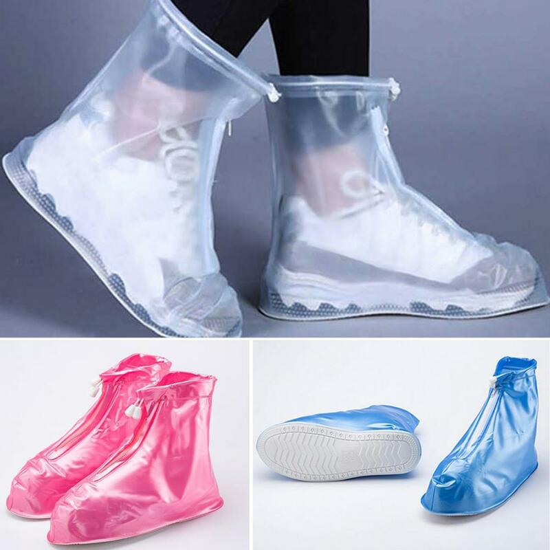 1 Paar nützliche Damen Schuh überzüge Reiß verschluss PVC Regens tiefel abdeckungen Übers chuhe Regens chuh schutz Stiefel abdeckungen