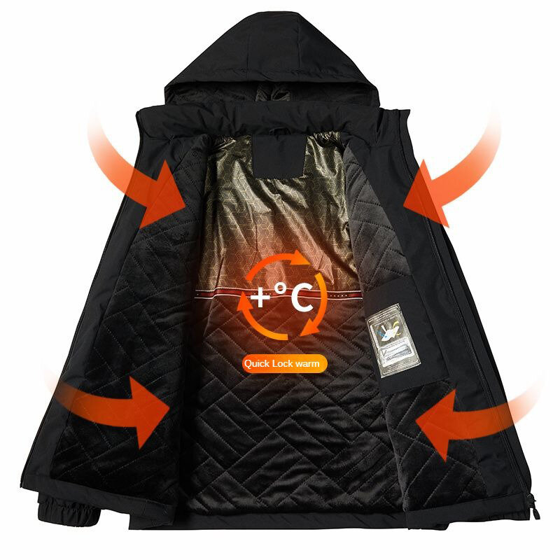 メンズパッド入りショートジャケット、暖かい登山服、防風コート、アウトドアジャケット、冬、ホット