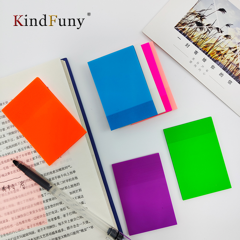 KindFuny 투명 스티커 메모 패드 긁힘 스티커, 방수 투명 메모장, 학교 문구, 사무용품, 7 가지 색상