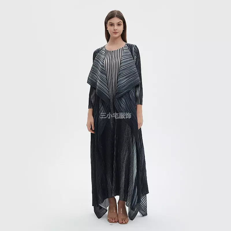 YUDX Pleated Fashion Skirt Set Slim Dress + Loose Large Size Coat Women Two Piece Middle East Style Set 2024 Summer New