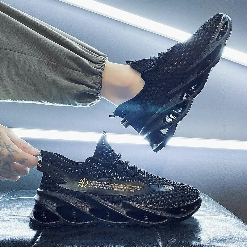Мужская обувь, новинка 2024, летняя дышащая теннисная сетчатая обувь, кроссовки для подростков, обувь для бега, скейтборда
