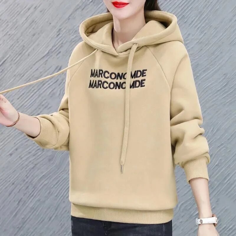 2024 autunno inverno nuovo aggiungi velluto imbottito con cappuccio Sportshirt cappotto da donna coreano sciolto giacca da donna di grandi dimensioni moda marea top