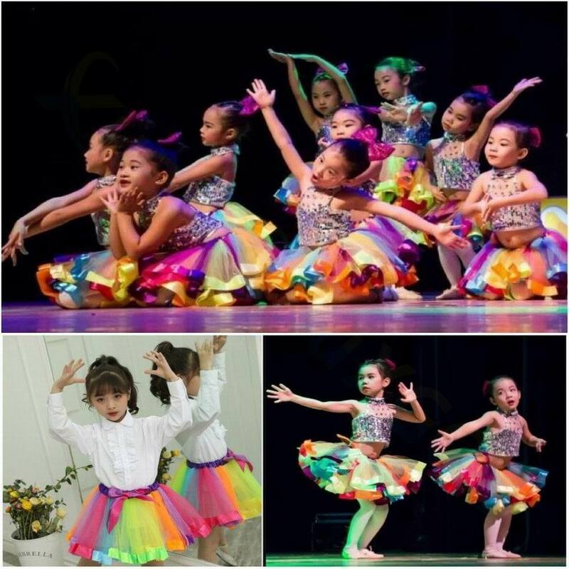 Saia Tutu Arco-íris feminino, Dança Infantil, Saias de Tule Infantil, Mini vestido, Roupa de Dia Infantil, Presente de Aniversário