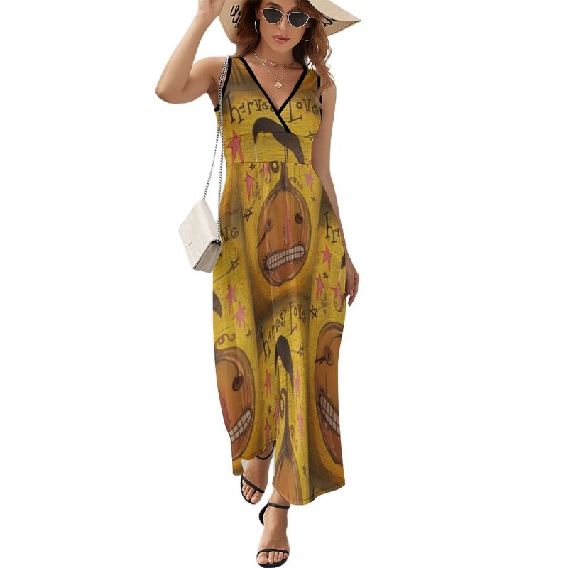 Vestido de noche largo sin mangas para mujer, prenda de lujo con diseño de calabaza y Cuervo, 2023, 2023