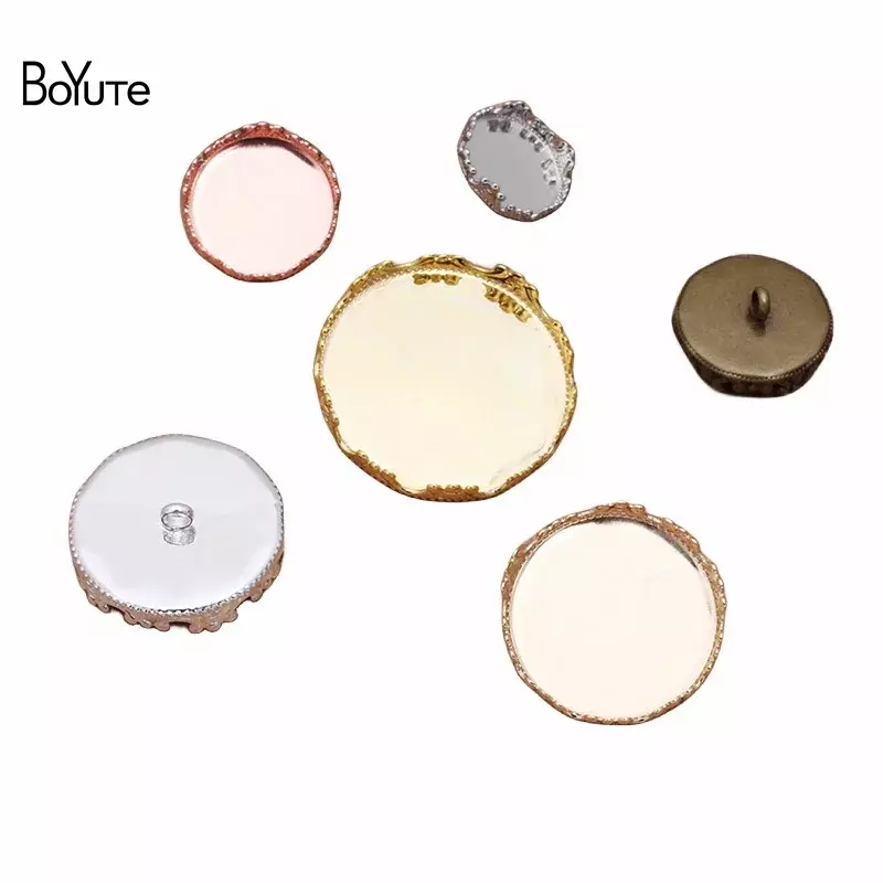 BoYuTe-Base de cabujón de camafeo hecha a medida, bandeja de botón en blanco, bisel hecho a mano, accesorios de joyería Diy, 12-15-20-25mm, 100 unids/lote
