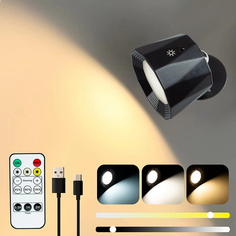 LED Wand leuchte Touch Control Fernbedienung 360 drehbare USB-Aufladung drahtlose tragbare Nachtlicht für Schlafzimmer Lese lampe