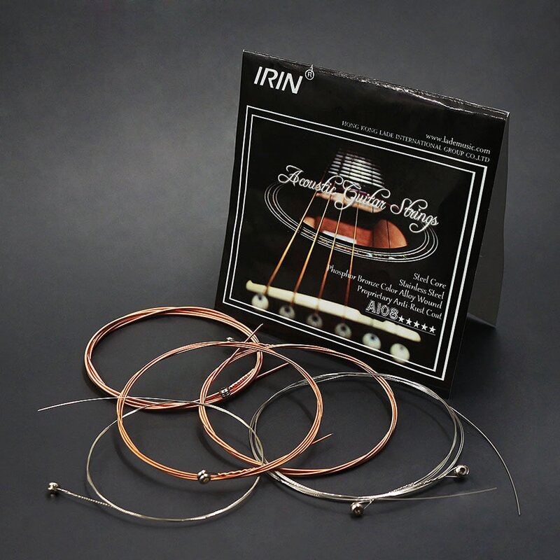 IRIN A108 6 sztuk/zestaw akustyczna Flok struna gitarowa 009-045 Cal 6 struny części do gitary akcesoria