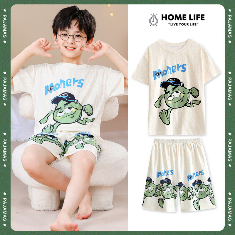 Kawaii Kuromis Sleepwear Summer Children's Pajamas Set Pijama Girls Boys Short Sleeve Jacquard Combed Cotton Cartoon Girls Set