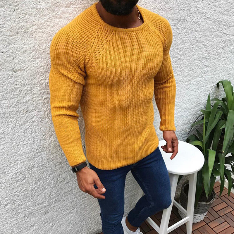 Sweater pria, Sweater kasual ukuran besar, Pullover Crewneck, Slim-Fit, Musim Semi dan Gugur