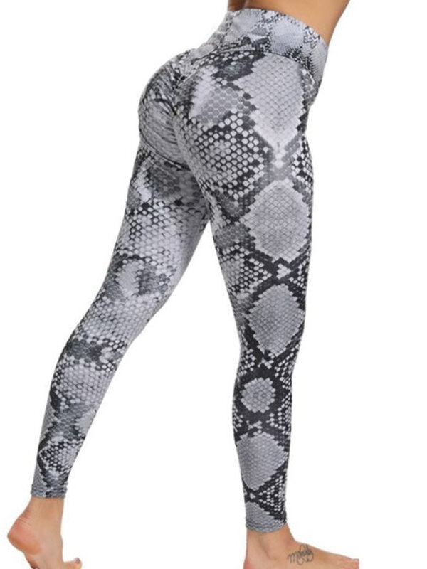 Legginsy Push Up z nadrukiem węża dla kobiet spodnie do jogi z wysokim stanem rajstopy Fitness spodnie do biegania letnie modne