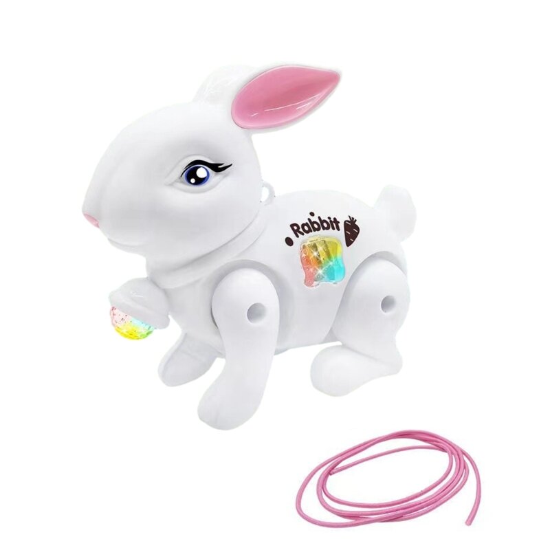 Trela ​​andando coelho desenho animado dança coelho brinquedo crianças presente feriado páscoa