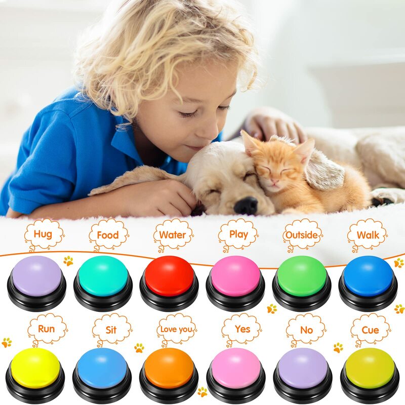 Dog Buttons for Communication Training 30s Recordable Dog Buzzers Dog Talking Button Voice Recording Pet Button