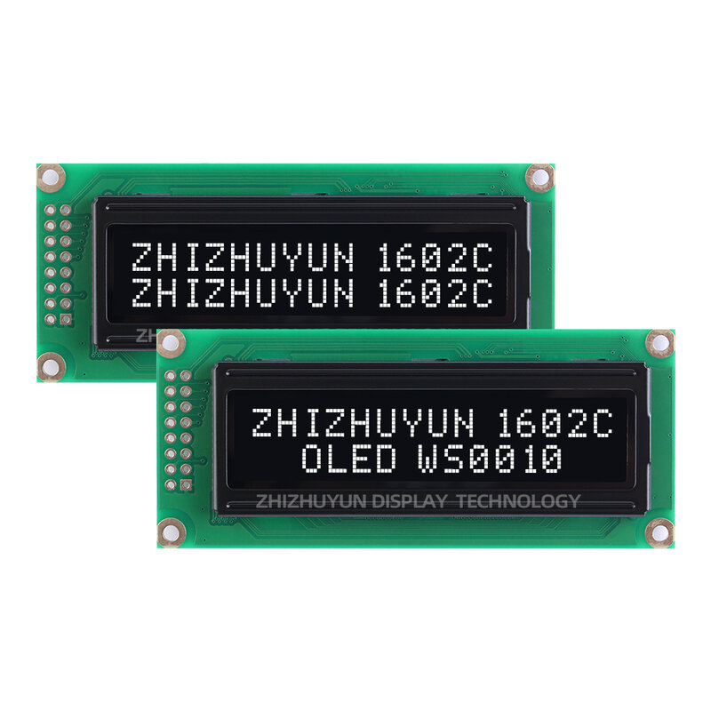 EH1602C 16PIN อินเตอร์เฟซแบบขนานเข้ากันได้กับ1602ในตัว WS0010หน้าจอแสดงผลแบบ OLED ตัวอักษรฟิล์มสีเหลืองสีดำ