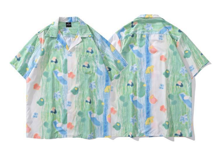 Chemises de plage décontractées à manches courtes pour hommes et femmes, col cubain vintage, embaulourde
