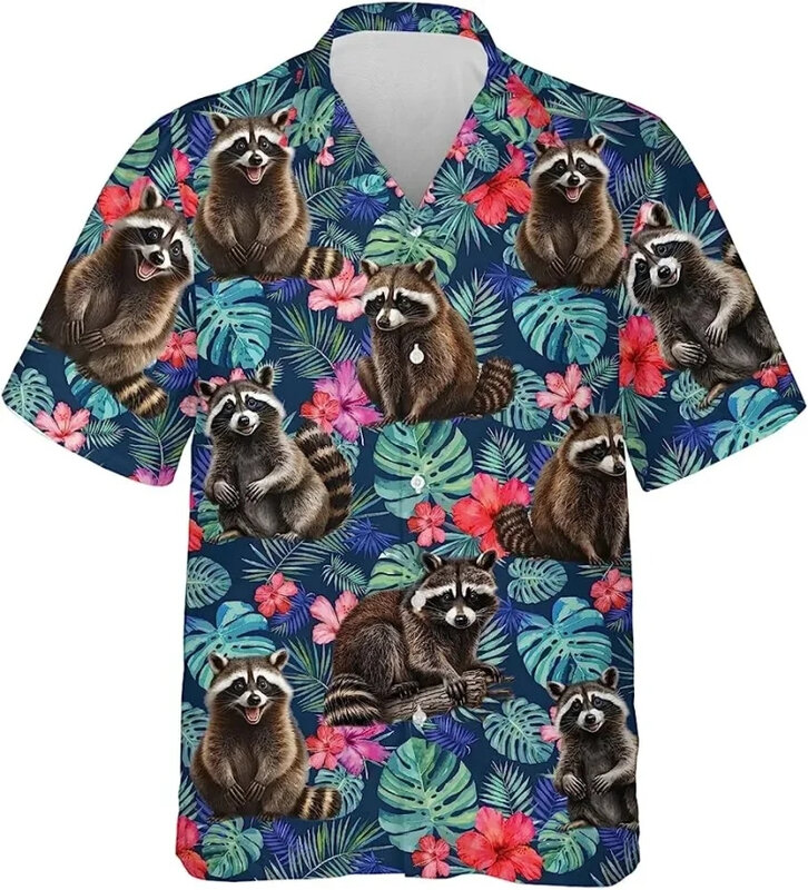 เสื้อเสื้อเชิ้ตชายหาดพิมพ์ลายสัตว์3D ลายตลกสำหรับผู้ชายเสื้อผ้าแฟชั่นฮาราจูกุสำหรับผู้หญิงเสื้อท่อนบนแบบ Y2k