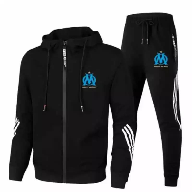 Men's autumn and winter zippered hoodie set with pants, running fitness suit, new fashion ball suit, warm suit, 2024