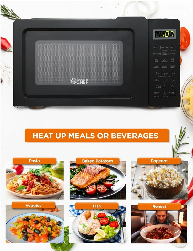 0.7 Cubic Foot Microwave with 10 Power Levels, 700W Countertop Microwave Up to 99 Minute Timer and Digital Display, Black