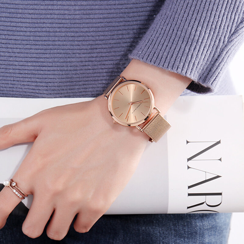 여성용 방수 풀 로즈 골드 럭셔리 손목 시계, 일본 쿼츠 무브먼트, 스테인리스 스틸 밴드, A ++++ 품질, 드롭 배송