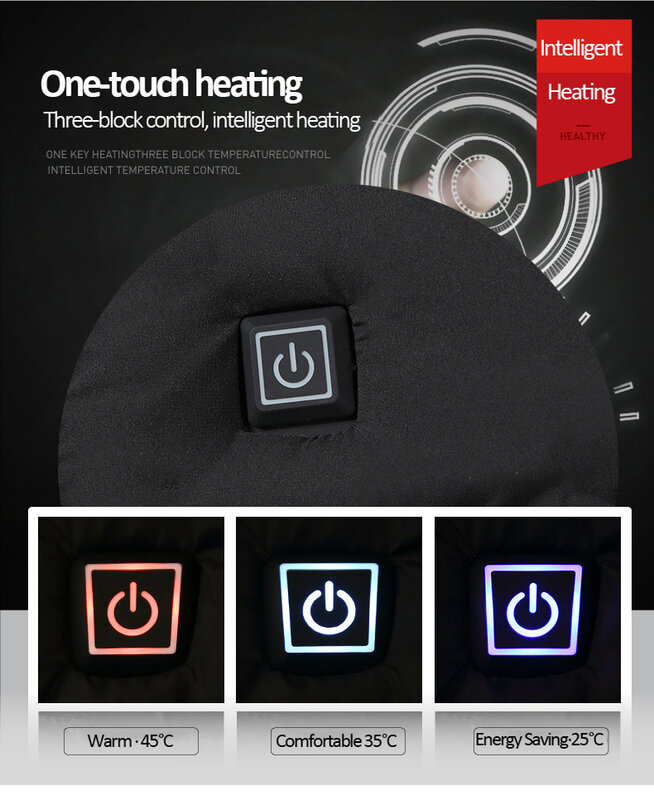 2022 NWE męskie zimowe ciepłe kurtki grzewcze USB inteligentny termostat kaptur o czystym kolorze podgrzewana odzież wodoodporne ciepłe kurtki