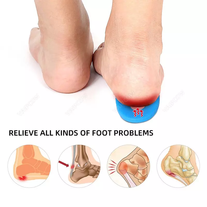 Sol dalam Gel silikon, sol bantalan tumit meringankan nyeri kaki Plantar Fasciitis pelindung bat dukungan bantalan sepatu sisipan perawatan kaki