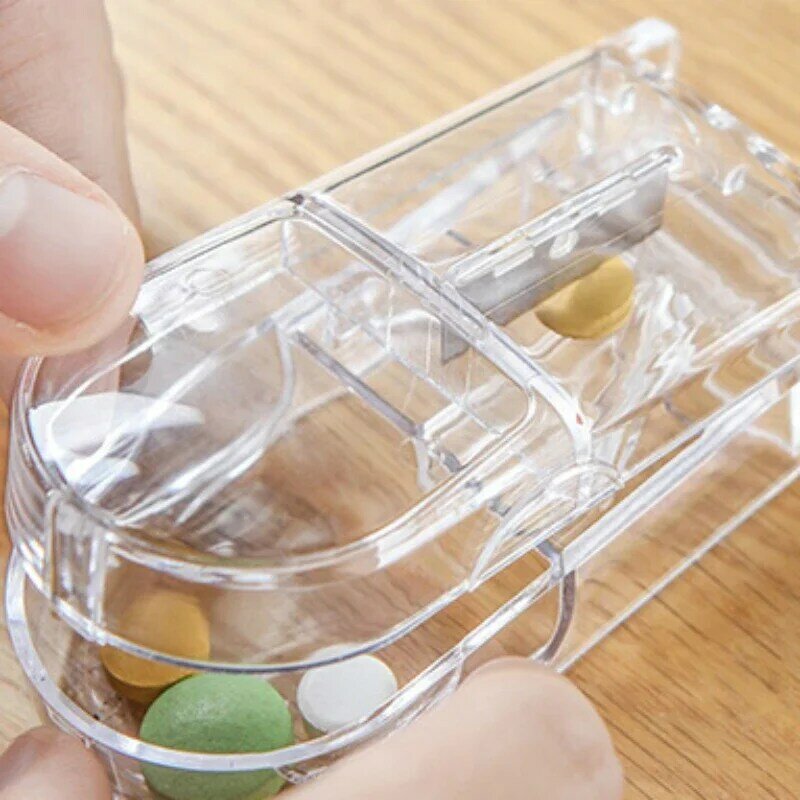 Transparente Plastic First Aid Pill Cutter Box, portátil Outdoor Survival Box, Easy Tablet Corte, Controle de armazenamento, Dose Gadget