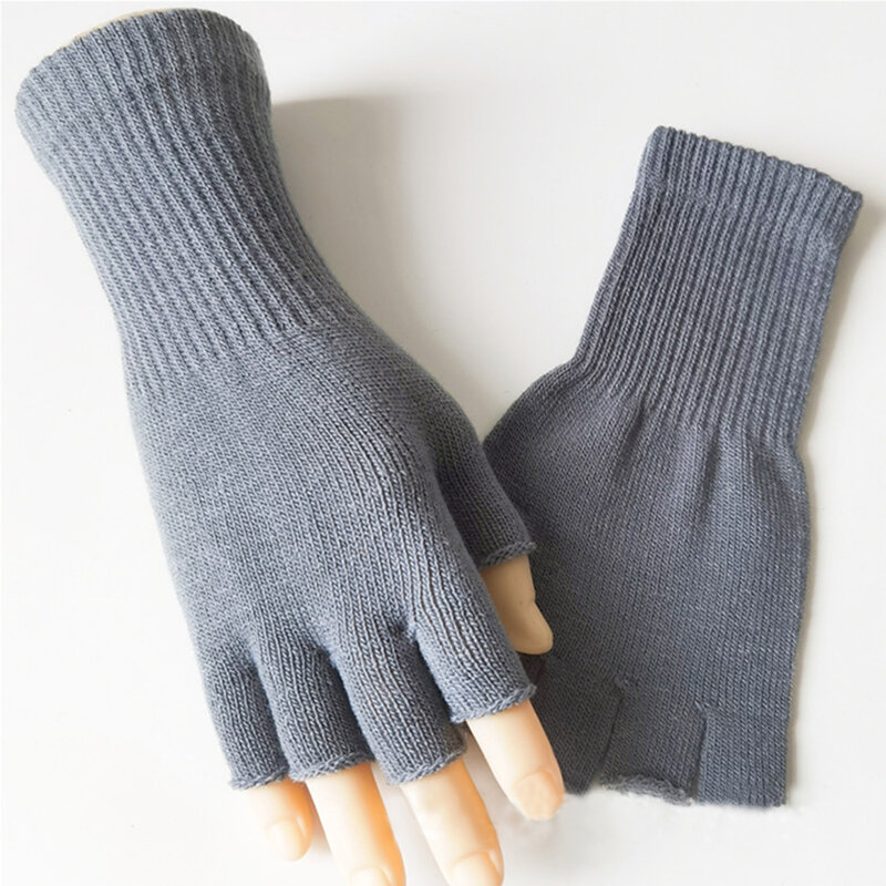 Sarung tangan rajut kasmir, katun hangat setengah jari, sarung tangan pergelangan tangan mode musim dingin, aksesori penghangat