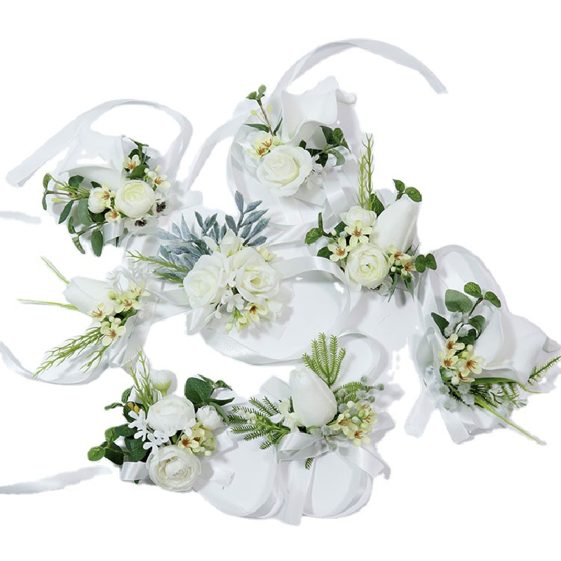 Студийный корсаж для празднования бизнеса в западном стиле, свадебные принадлежности, имитация цветов, белая серия
