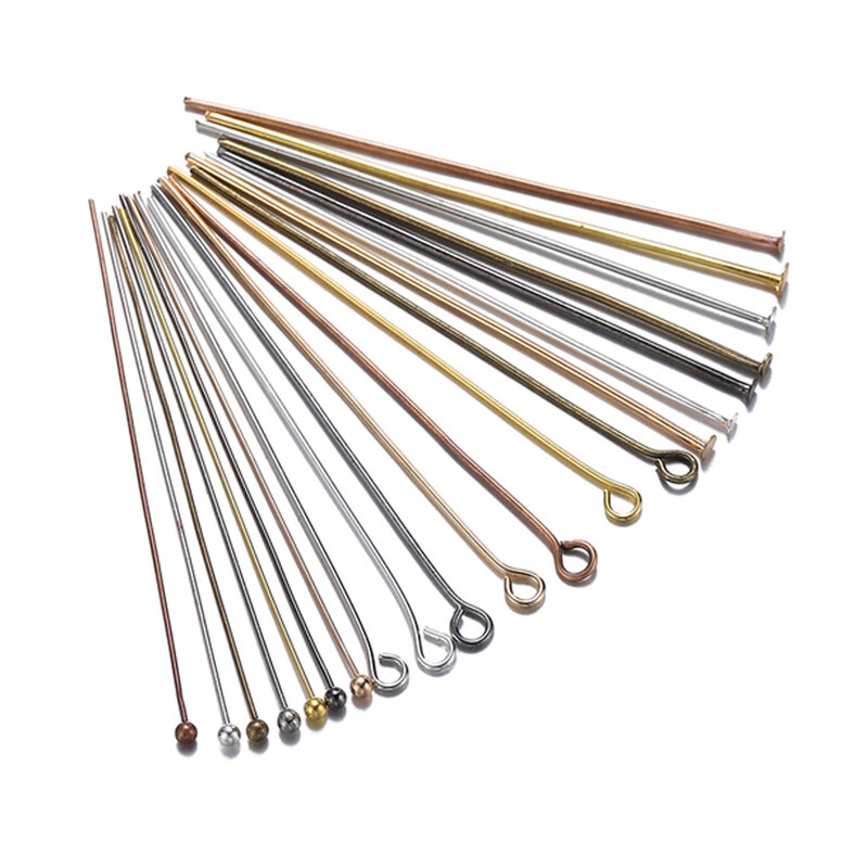 100/200pcs/Lot  3 Styles 16-70 mm Eye Pins Ball Head Pins For Earring Bracelet Pendant For Jewelry Findings Making DIY Supplies