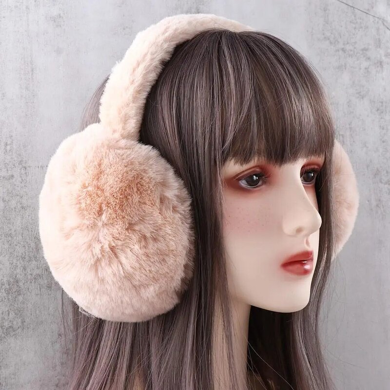 Penutup telinga dingin mewah, penutup telinga hangat lembut Musim Dingin Wanita Pria Mode warna Solid dapat dilipat luar ruangan