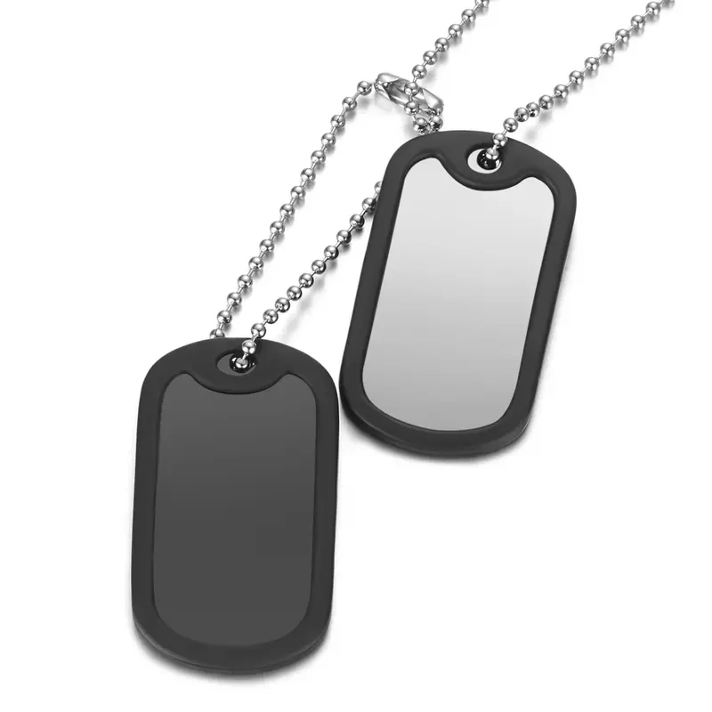 Personalized Stainless Steel Dog Army Tag Custom Engraved Name ID Photo pendants Necklace Long Chain Military Army Style Jewelry