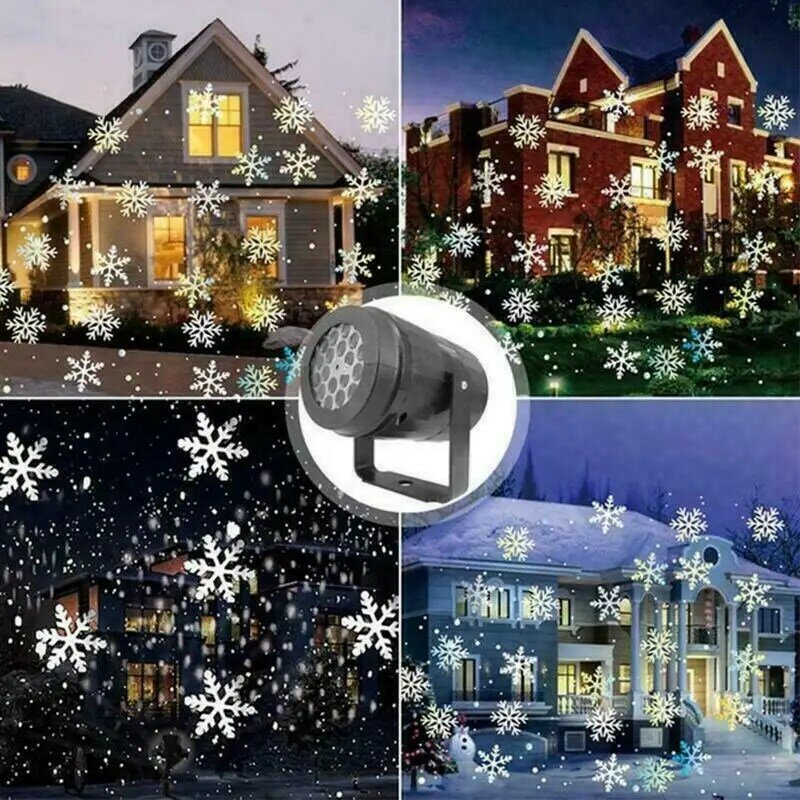 Luzes LED Do Projetor Do Floco De Neve, Decoração De Natal, Lâmpada De Noite Ao Ar Livre Impermeável, Snow Spotlight para Festa, 16 Padrões