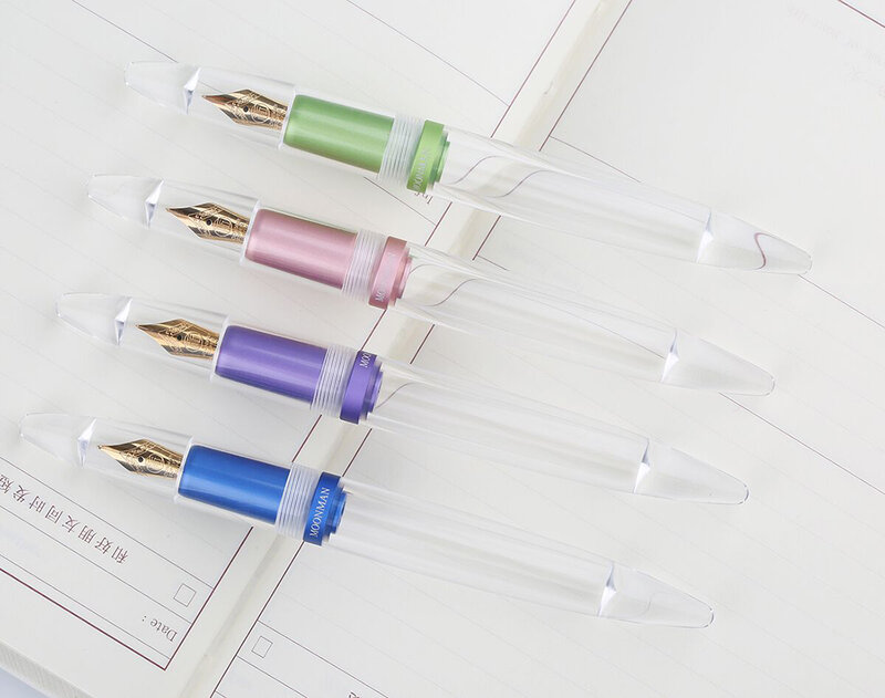 Majohn-Ensemble stylo plume compte-gouttes M2, stylo à encre transparente en métal et résine, Iridium, EF, F, 0.38mm, 0.5mm, grande capacité, cadeau d'écriture