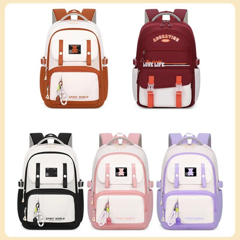 나일론 방수 어린이 학교 백팩, 1-6 학년 어린이 책 가방, 5 색 십대 소년 소녀 초등학생 학교 가방