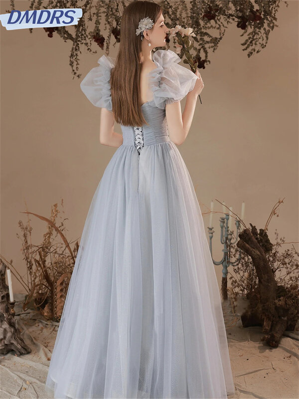 Classic Off-The-Shoulder A-Line Prom Dress 2024 Graceful Tulle Evening Dresses Charming Floor-length Gowns Vestidos De Novia