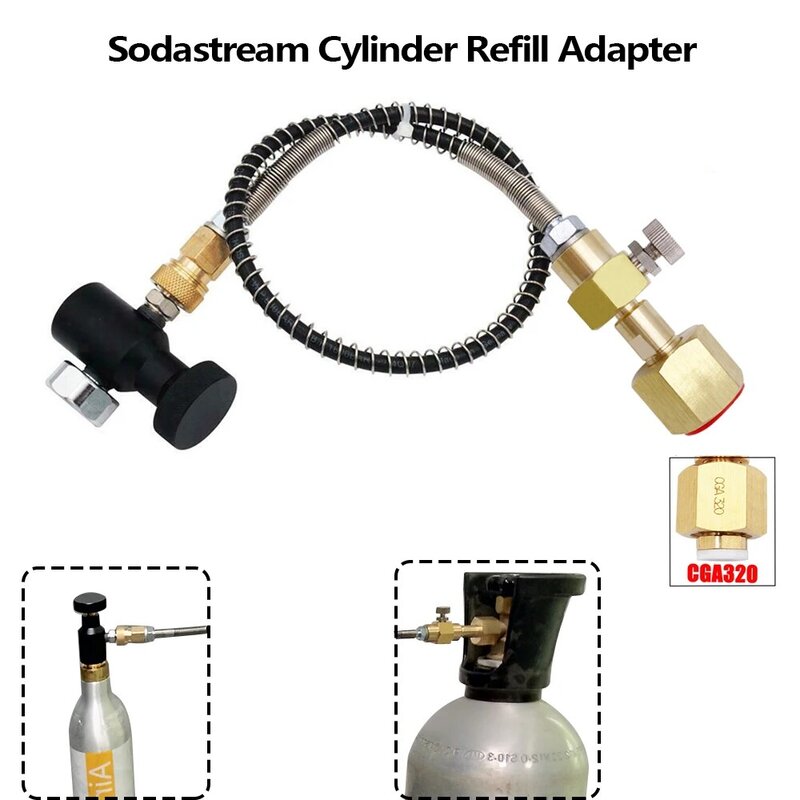 CO2 اسطوانة عبوة محول مع موصل CGA320 وخيوط Tr21-4 لخزان زجاجة Sodastream