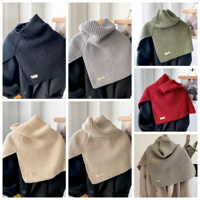 Irregular High Collar Shawl Irregular Wool Scarf Warm Knitted Shawl Knitted Cape Solid Color Neck Wraps Ladies