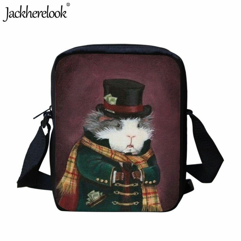 Jackherelook-mochila escolar de pequeña capacidad para niños, bolso de hombro con estampado de conejillo de indias de dibujos animados, bolsos cruzados informales